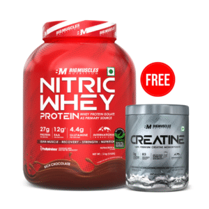 Big Muscles Nitric Whey Protein 2Kg + Free Creatine Monohydrate 83 Servings